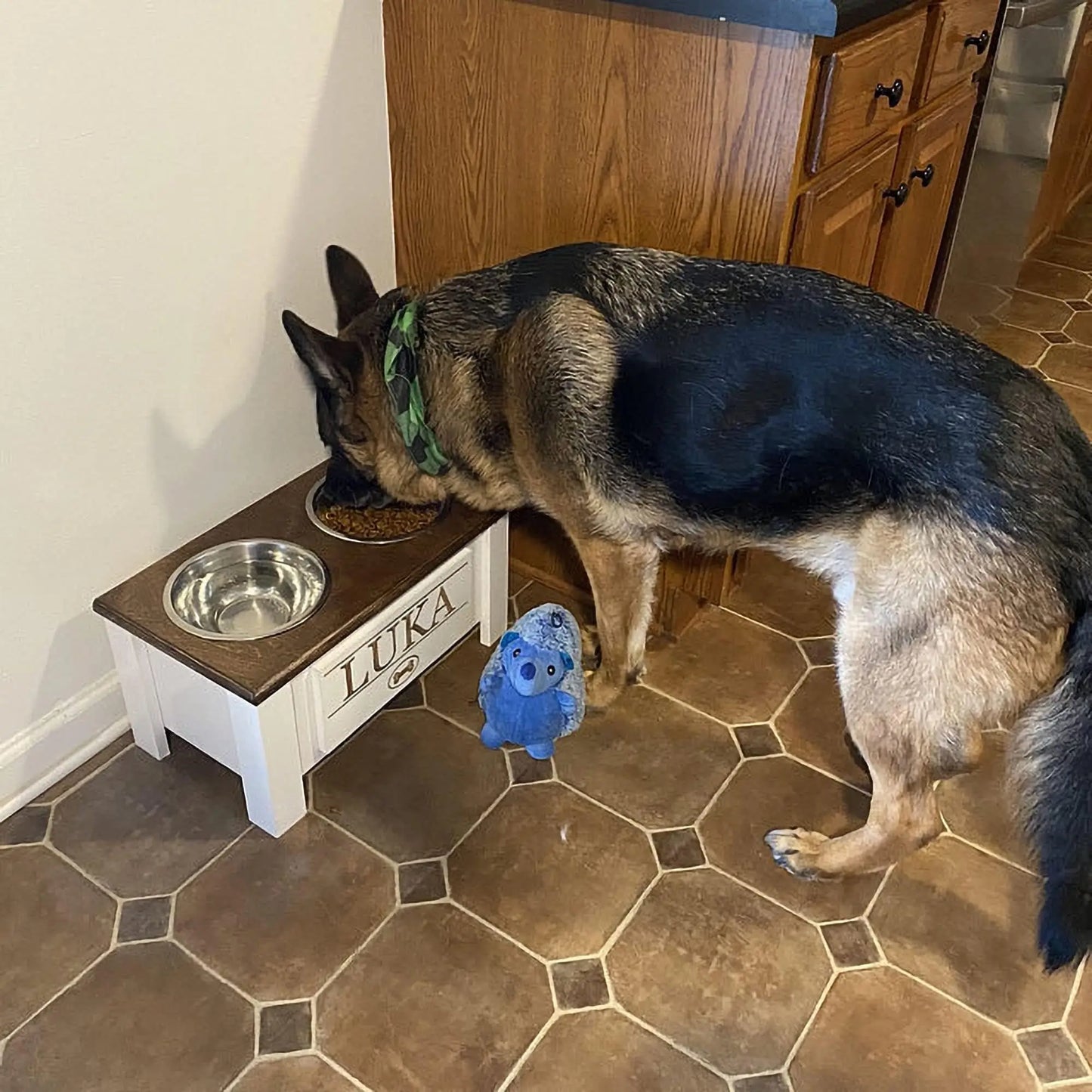 Elevated Double Dog Bowl Stand With Internal Storage