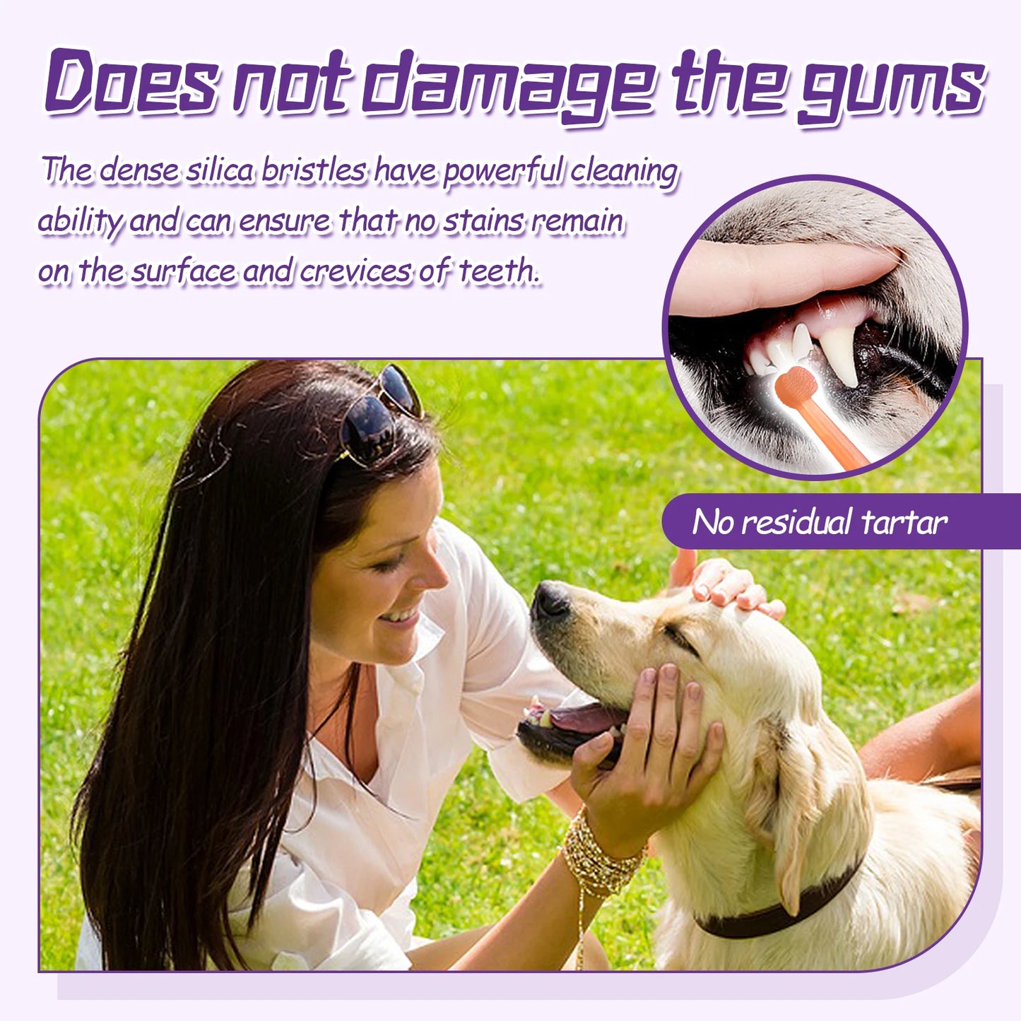 Pet Toothbrush For Oral Cleaning - Silicone, Soft