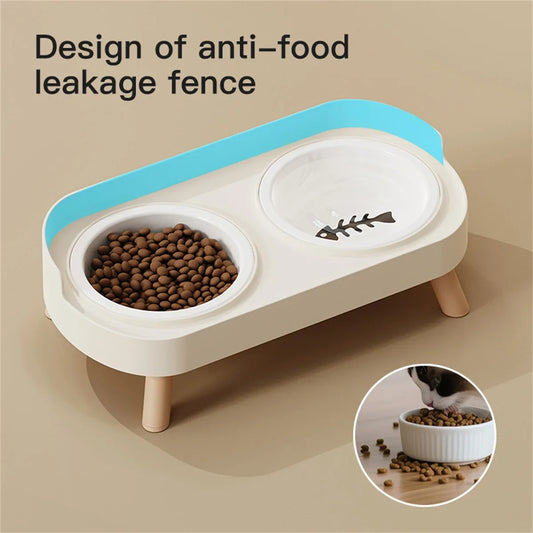 Adjustable Height Double Bowl Feeder For Pets
