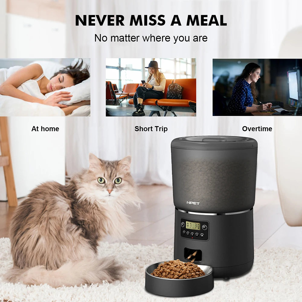Automatic Pet Feeder With Stainless Steel Bowl