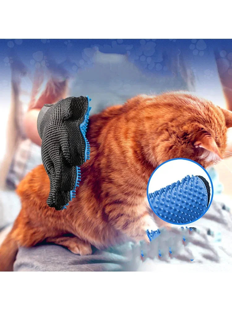 2-Sided De-Shedding Grooming Gloves For Pets