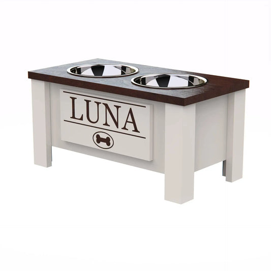 Elevated Double Dog Bowl Stand With Internal Storage