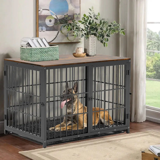 Furniture Style Metal And Wood Dog Crate