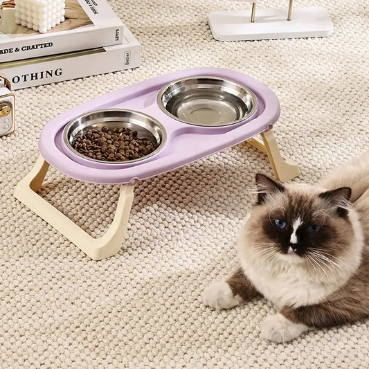 1PC Foldable Stainless Steel Double Pet Bowls