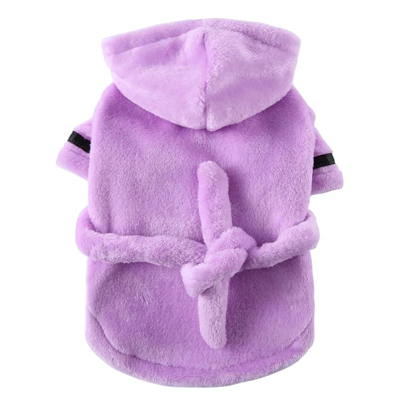 Small Pet Hooded Bathrobe - Soft, Drying, Cozy