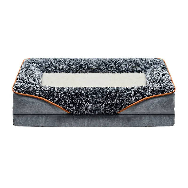An Oversized Comfortable Pet Bed With Raised Edges