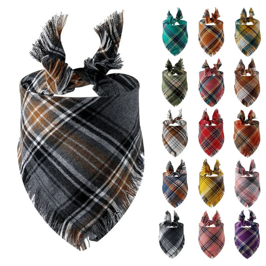 Trendy Classic Plaid Scarf With Tassel Edges