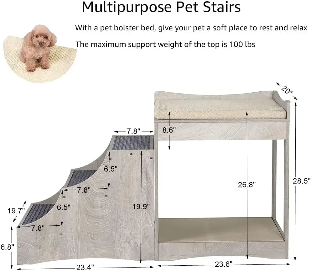 Pet Bunk Bed With Cushion - Removable Steps