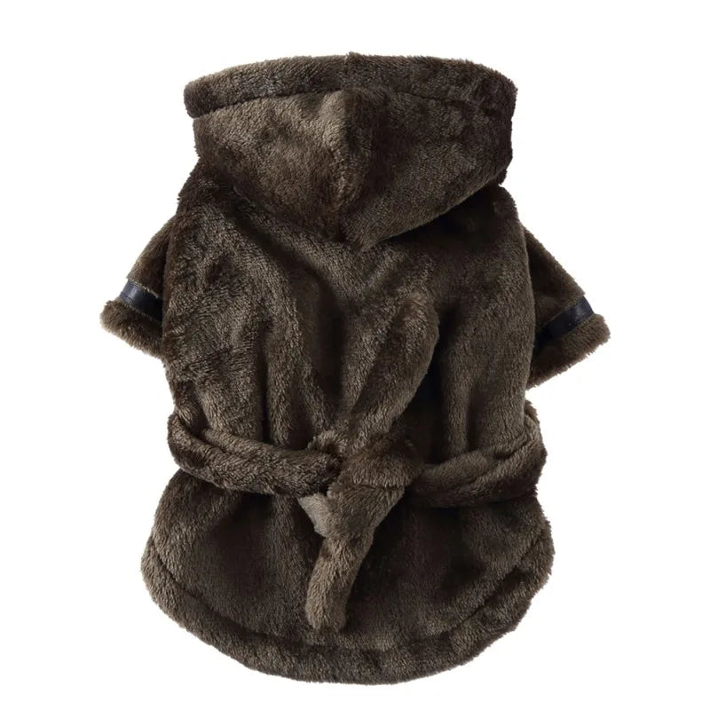 Small Pet Hooded Bathrobe - Soft, Drying, Cozy