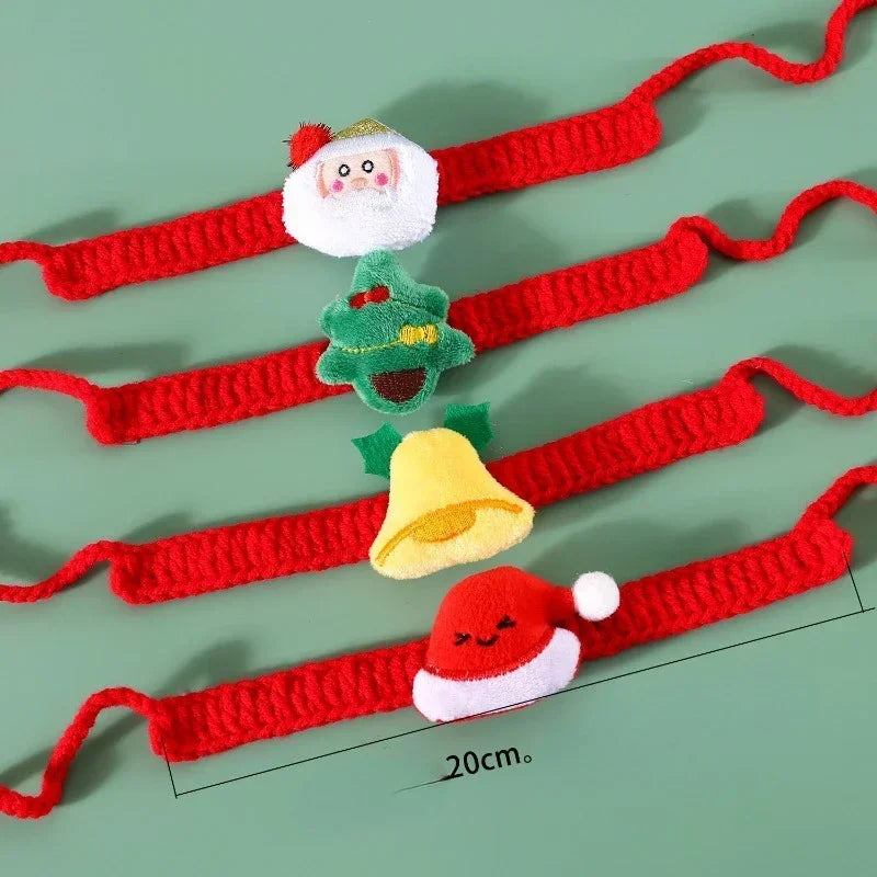 Santa Claus Pattern Pet Collar With Bell