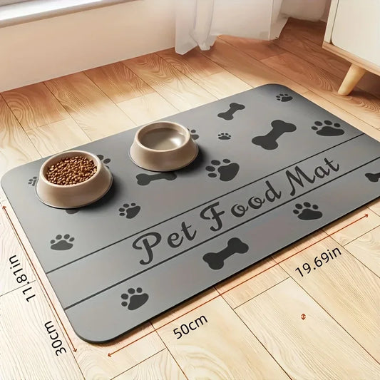Rubber Absorbent Pet Placemat - Waterproof, Quick Dry