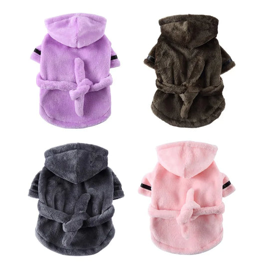 Small Pet Hooded Bathrobe - Soft, Drying, Cozy