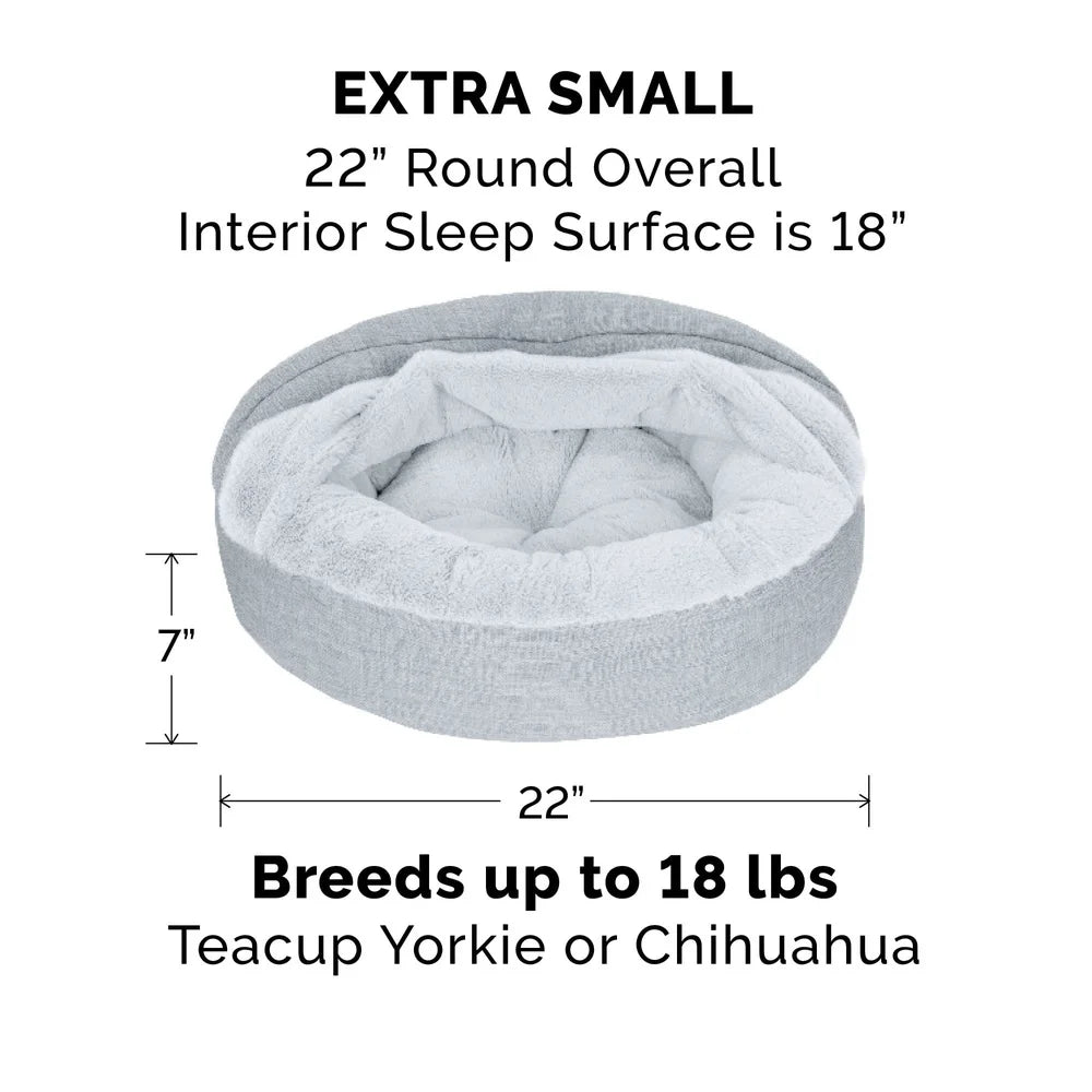 Hooded Donut Pet Bed - Cozy, Plush, Machine Washable