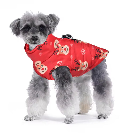Snowman Print Christmas Dog Jacket For Winter