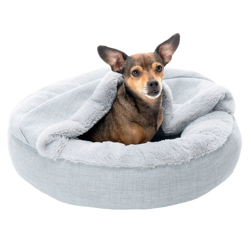 Hooded Donut Pet Bed - Cozy, Plush, Machine Washable