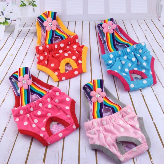 Washable Dots Design Diaper Shorts For Girl Dog
