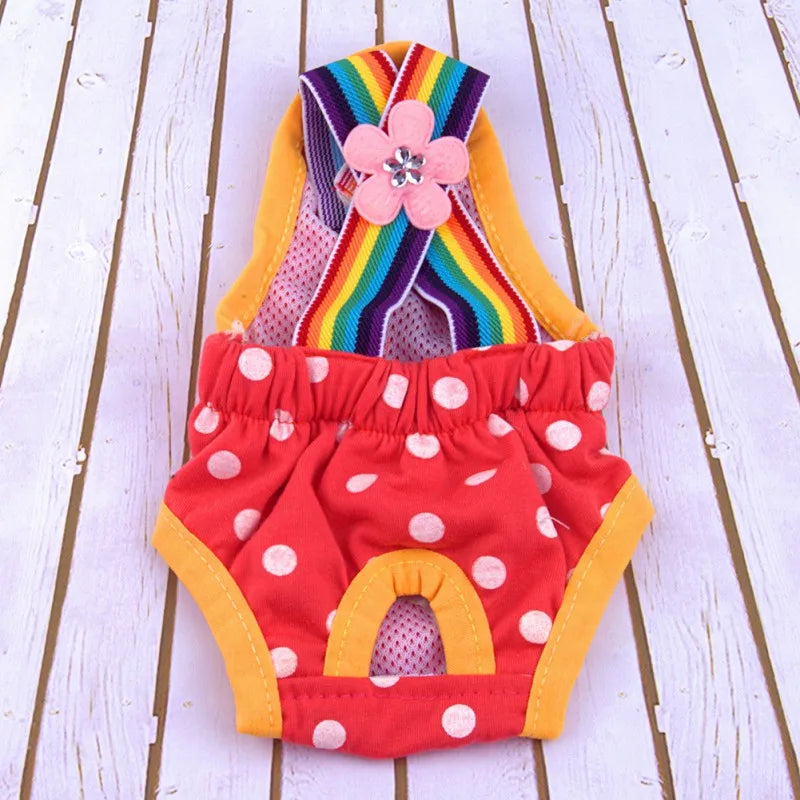 Washable Dots Design Diaper Shorts For Girl Dog