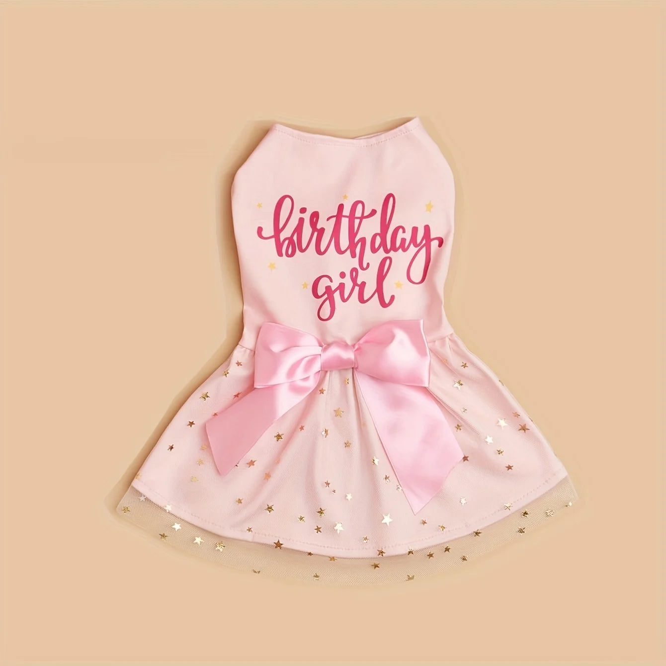 Girl Dog Pink Bowknot Dress - Birthday Girl