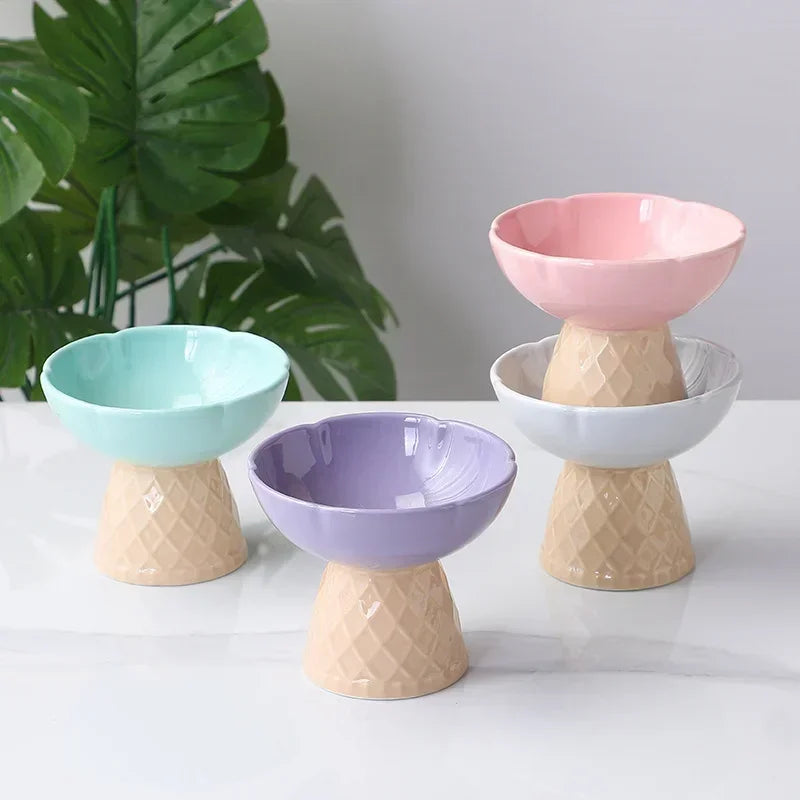 Cute Elevated Ceramic Bowl For Small Pets