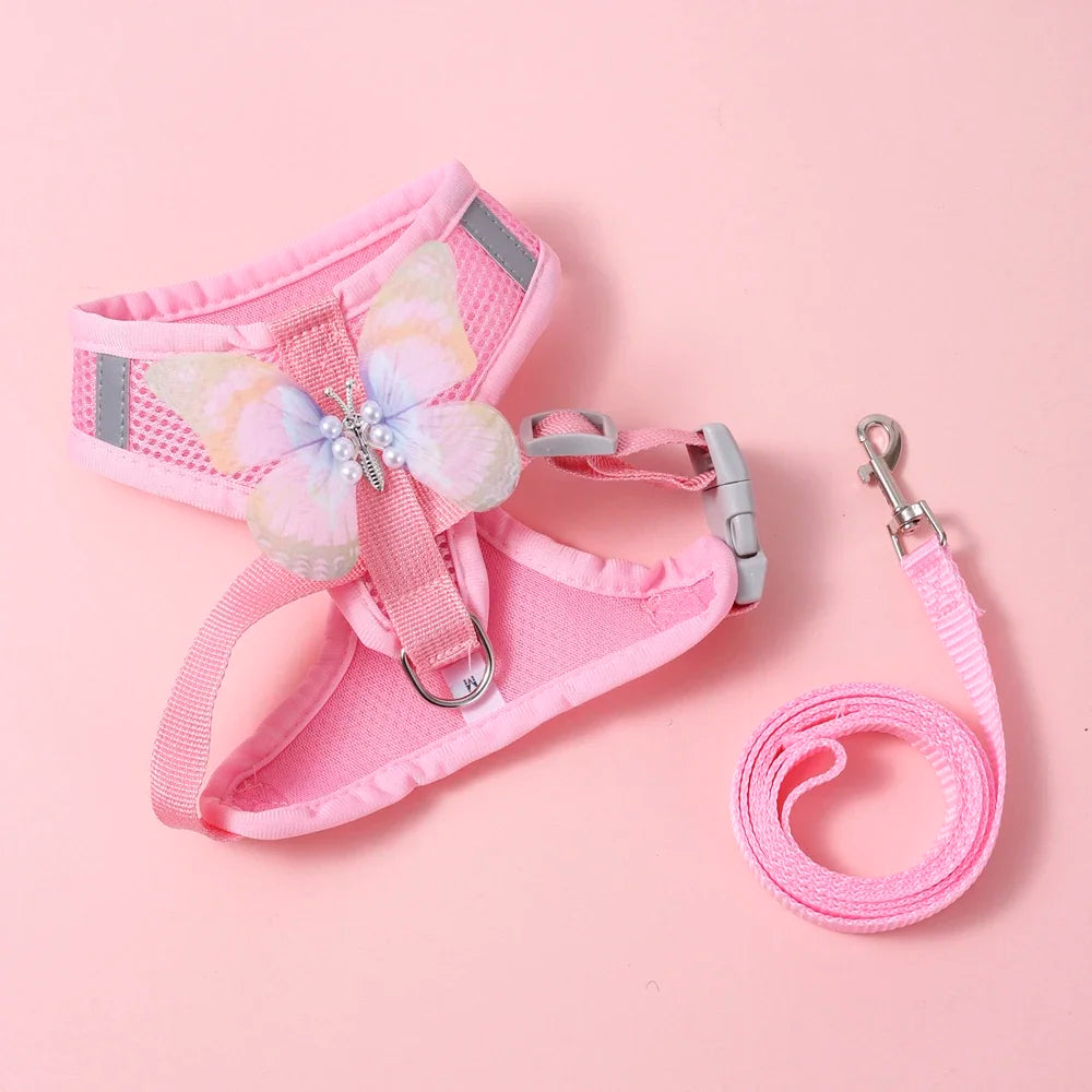 Cute Breathable Butterfly Dog Harness For Small Dogs