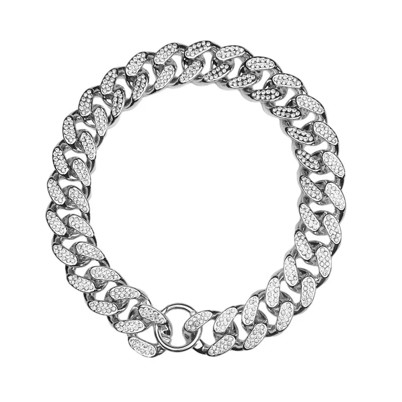 Plastic Dog Collar Diamond Chain Necklace