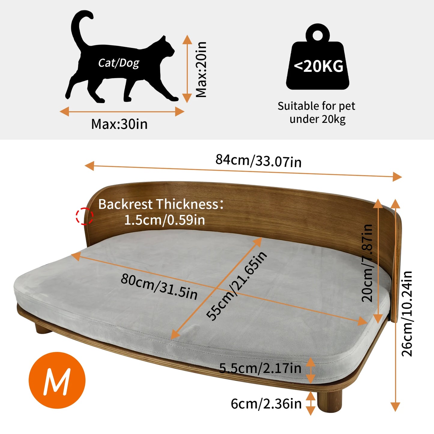 Small Elevated Pet Bed With Wooden Couch
