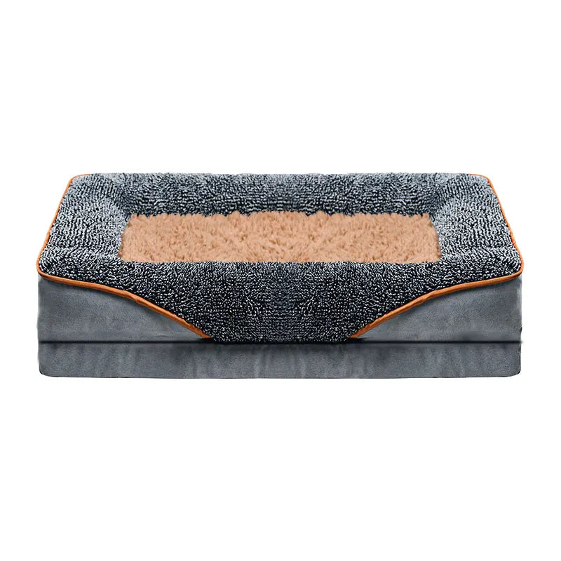 An Oversized Comfortable Pet Bed With Raised Edges