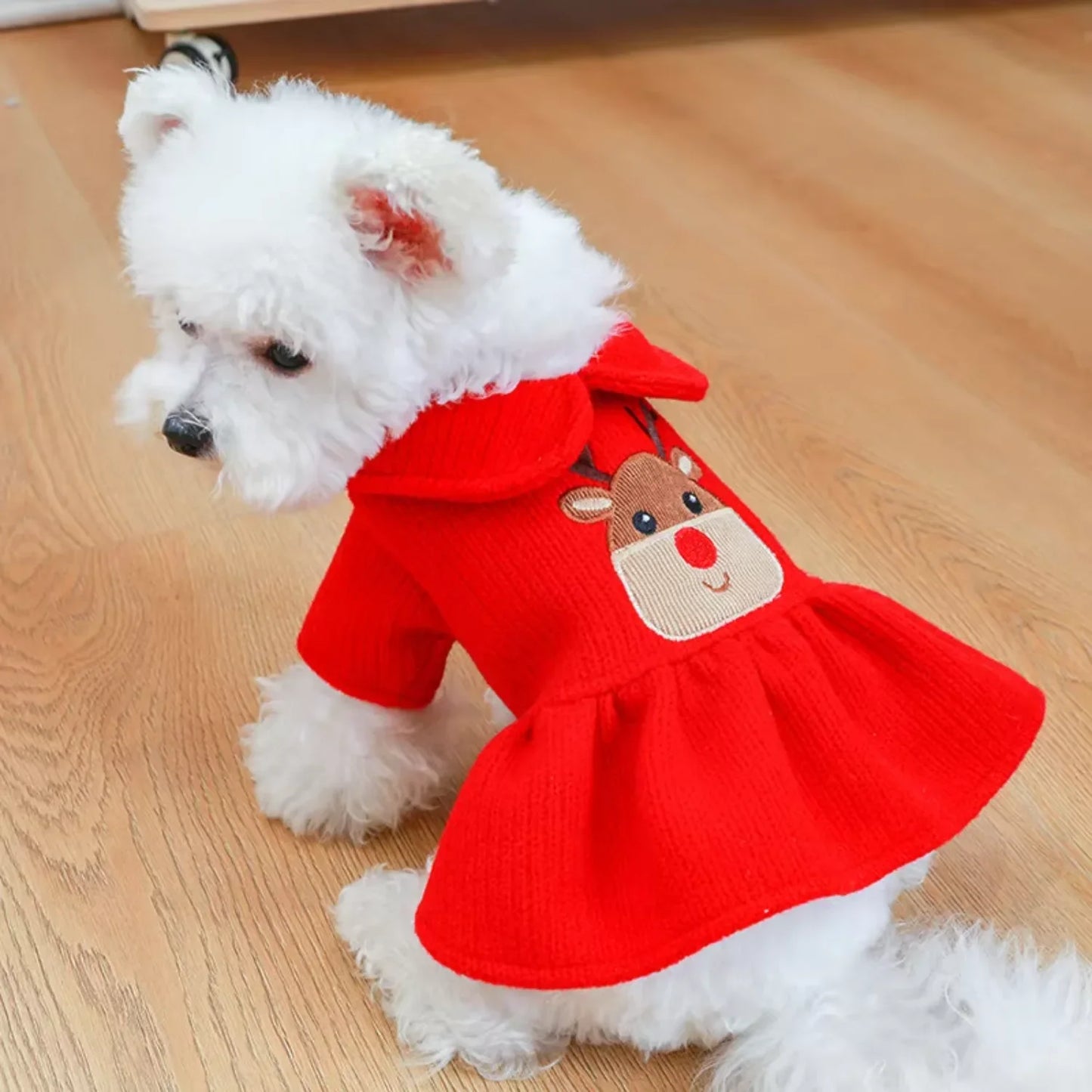 Warm Winter Christmas Skirt Dress For Small Dogs