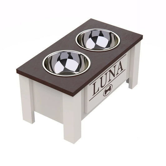 Elevated Double Dog Bowl Stand With Internal Storage
