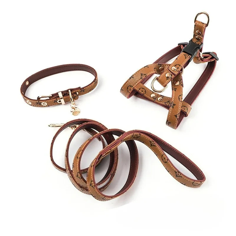 Three-Piece Plaid Adjustable Harness - Leash, Collar