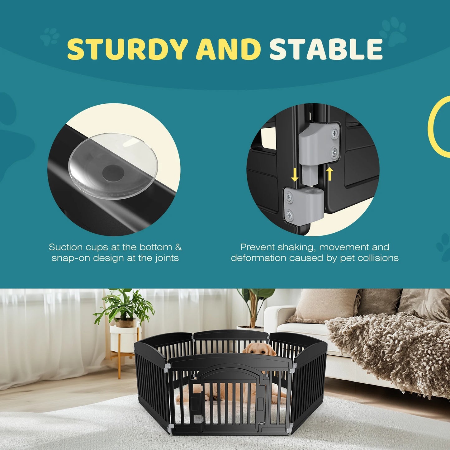 Durable 6 Panel Folding Plastic Playpen - Portable