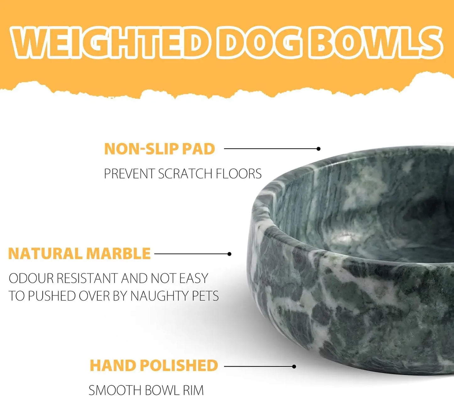 Natural Marble Pet Bowl For Dogs/Cats