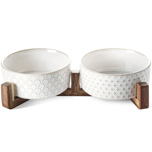 Ceramic Dual Food/Water Bowl Set