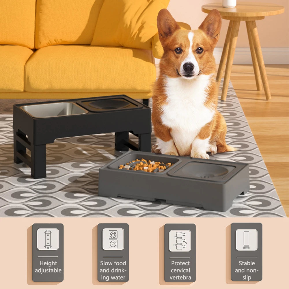 3 In 1 Pet Stainless Steel Bowls - Height Adjustable