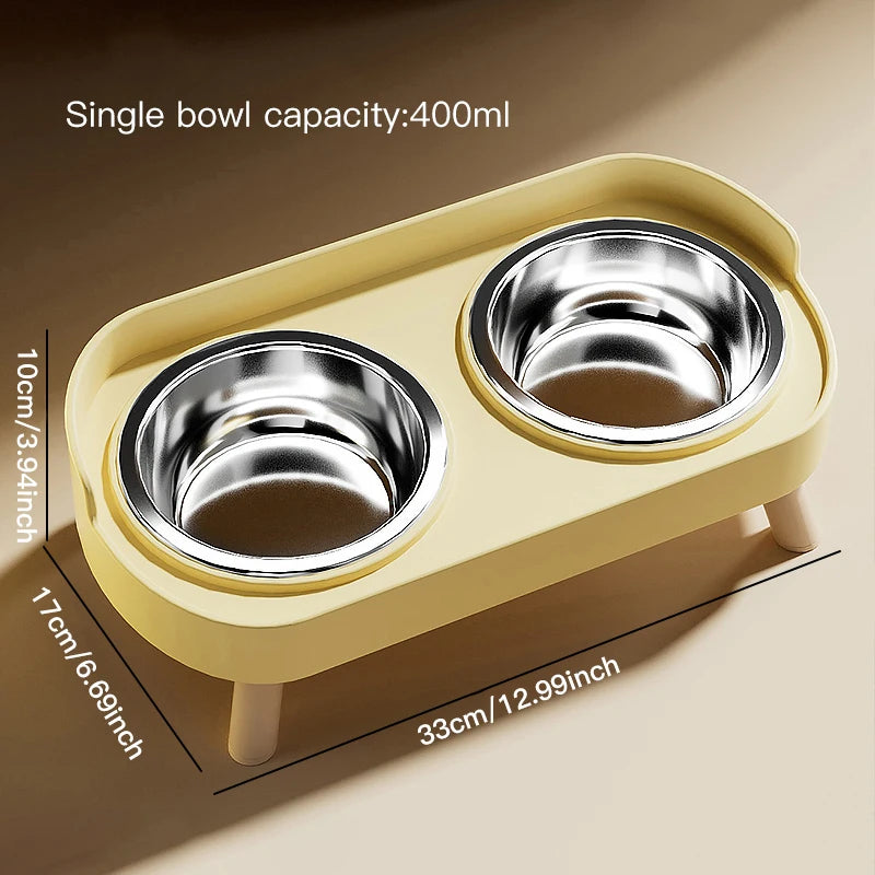 Adjustable Height Double Bowl Feeder For Pets