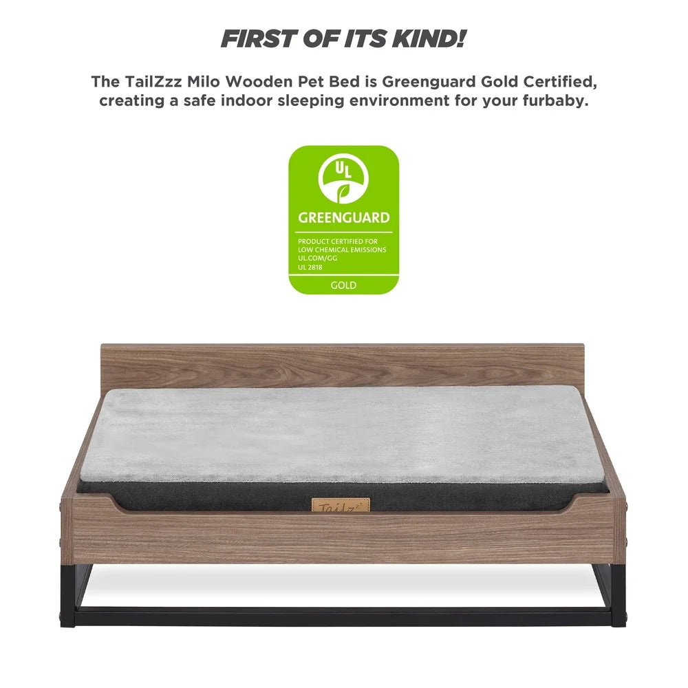 Wooden Dog Bed With Orthopedic Foam Mattress