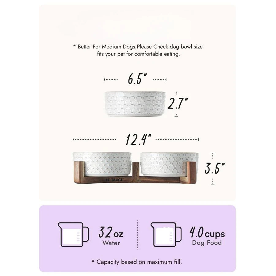 Ceramic Dual Food/Water Bowl Set