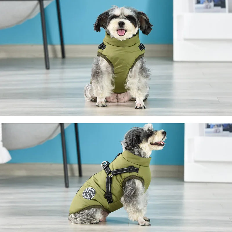 Winter Warm Waterproof Dog Jacket With Harness