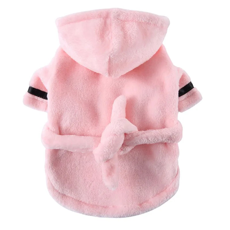 Small Pet Hooded Bathrobe - Soft, Drying, Cozy