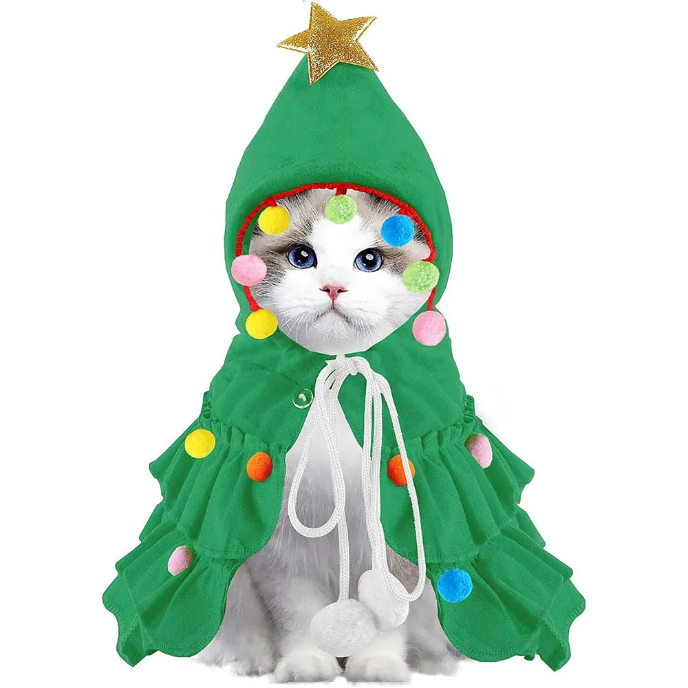 Pet Christmas Tree Outfit With Cloak, Star