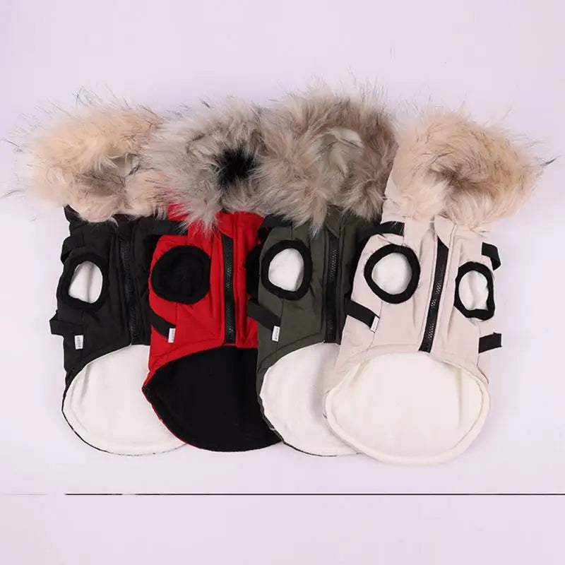 Warm Hooded Jacket With Harness For Dogs