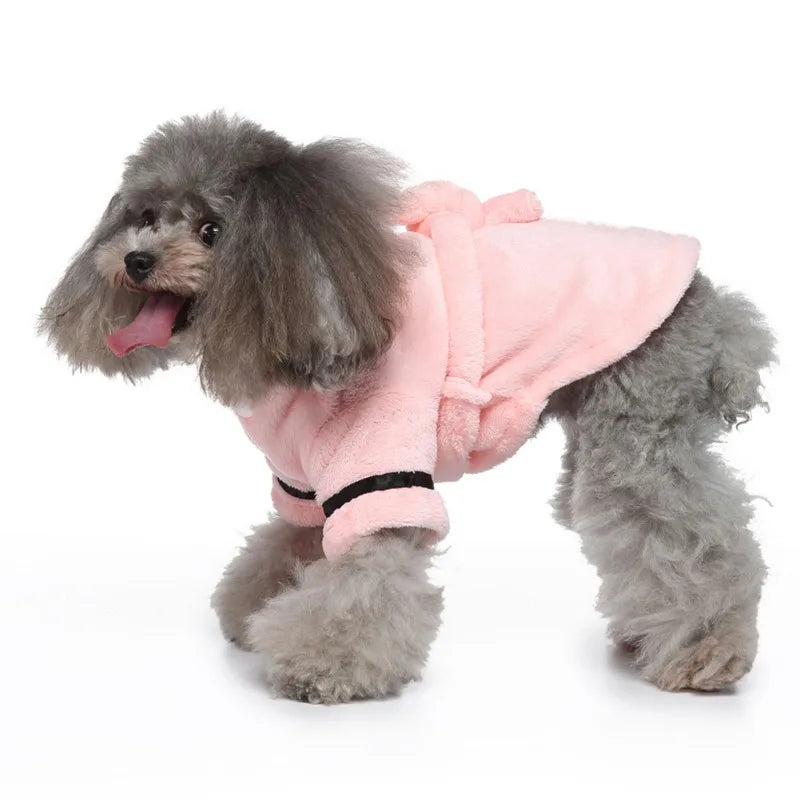 Small Pet Hooded Bathrobe - Soft, Drying, Cozy