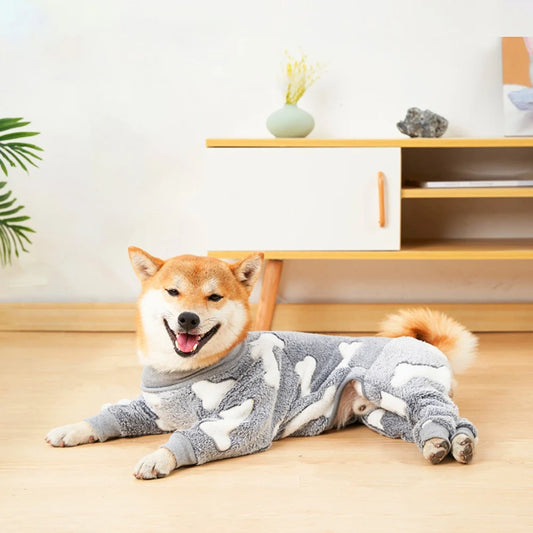 Warm Winter Fleece Pajamas Jumpsuit For Dogs
