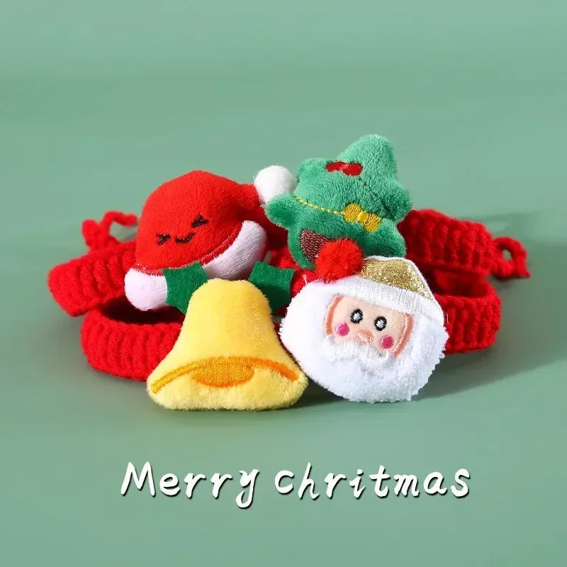 Santa Claus Pattern Pet Collar With Bell