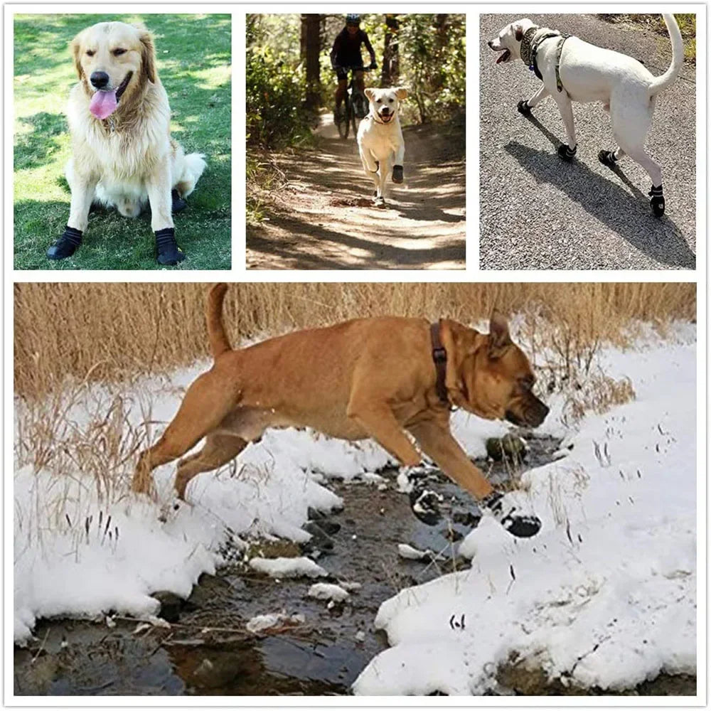 Reflective Waterproof Anti-Slip Rubber Dog Booties