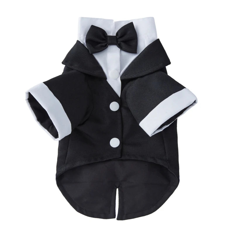Small Dog Formal Tuxedo Shirt With Bow Tie