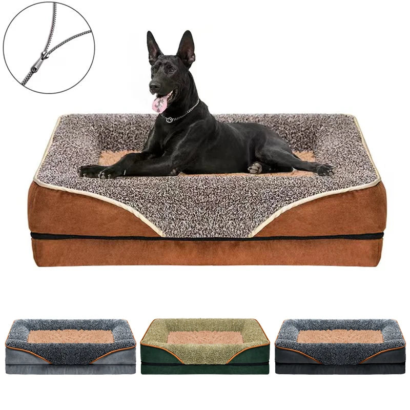 An Oversized Comfortable Pet Bed With Raised Edges