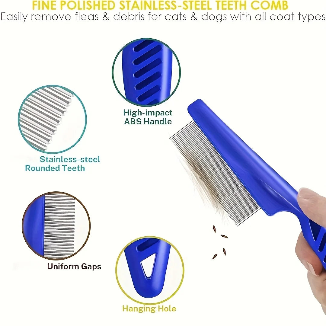 Pack Of 4 Stainless Flea and Lice Combs
