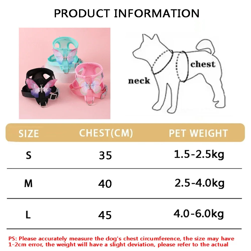 Cute Breathable Butterfly Dog Harness For Small Dogs