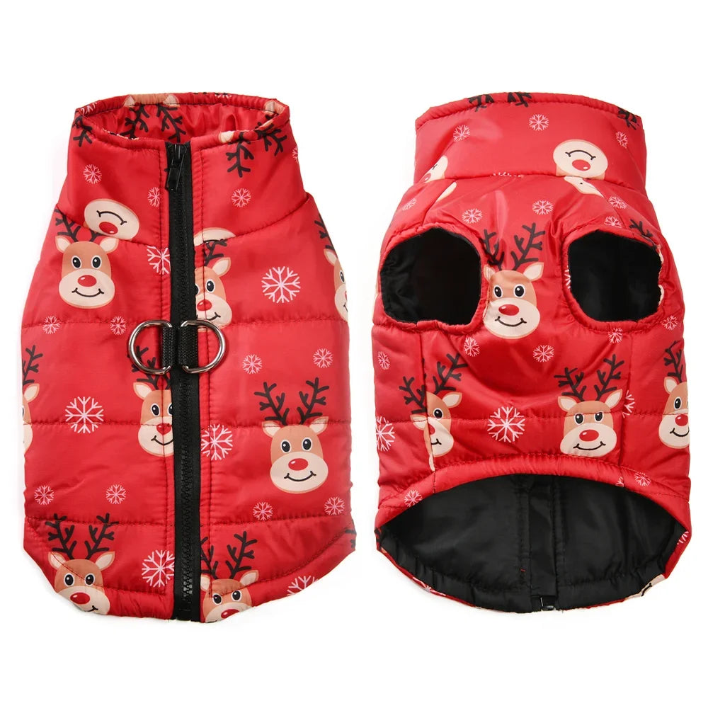 Snowman Print Christmas Dog Jacket For Winter